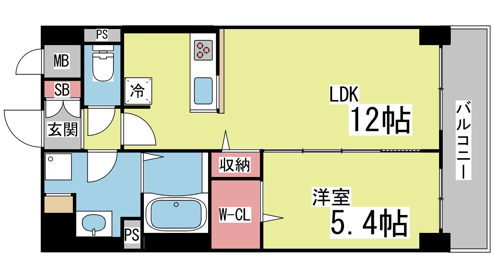 CHERIR六甲道(1LDK/8階)の間取り写真
