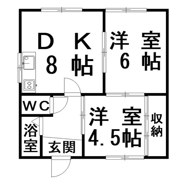 ハウスニクス(2DK/2階)の間取り写真