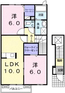 アウローラ(2LDK/2階)の間取り写真