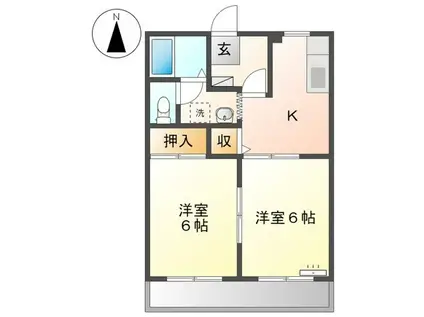 サンガーデンISIO A棟(2K/2階)の間取り写真