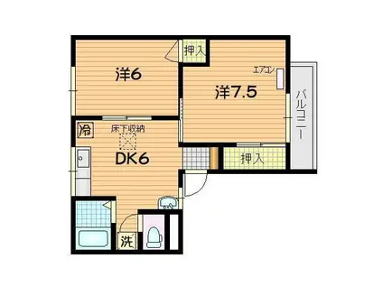 カサブランキータ(2DK/2階)の間取り写真