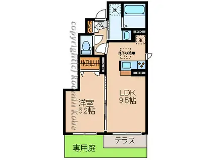 ウィスト東人丸(1LDK/1階)の間取り写真