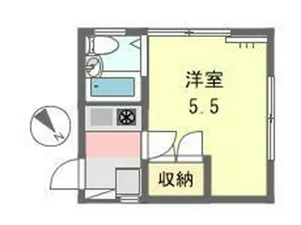 ハイツシャルムII(1K/2階)の間取り写真