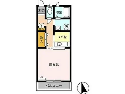 キャビンエンデバー(ワンルーム/2階)の間取り写真