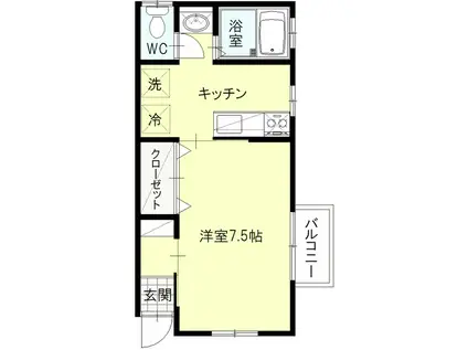 タブレット(1K/2階)の間取り写真