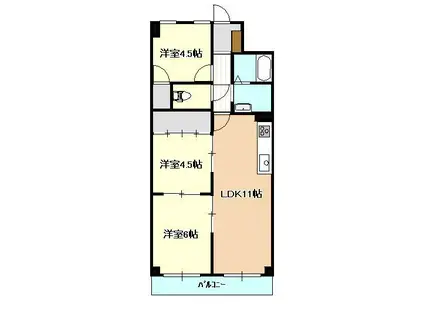 日東神道寺マンション(3LDK/3階)の間取り写真