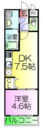フジパレス堺浜寺石津(1DK/2階)の間取り写真