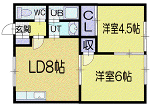 星風大和ハイツ(2DK/1階)の間取り写真