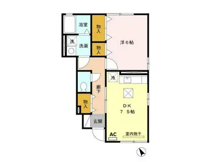 ソラーナ三番館(1DK/1階)の間取り写真