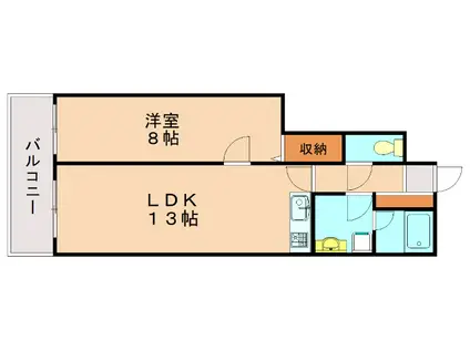 ティアラ東町(1LDK/4階)の間取り写真