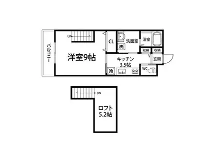 ブランニューI番館(1K/2階)の間取り写真