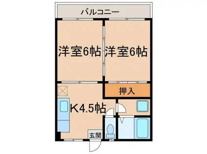 みどり山ハイツ野元(2K/1階)の間取り写真