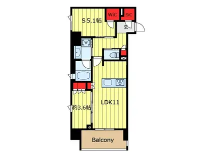 ルジェンテ西日暮里(1SLDK/2階)の間取り写真