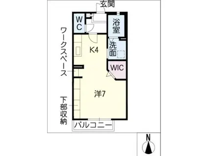RIVERPOOLJ(1K/2階)の間取り写真