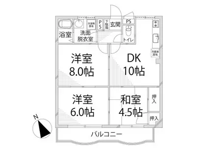 コーポエルム(3DK/1階)の間取り写真