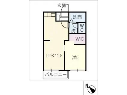 エステート今川C棟(1LDK/2階)の間取り写真