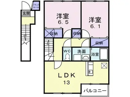 ア・ラ・モード I(2LDK/2階)の間取り写真