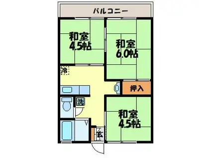 シティハイム椿ヶ丘(3K/2階)の間取り写真