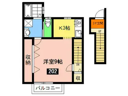 クリークトップ8(ワンルーム/2階)の間取り写真