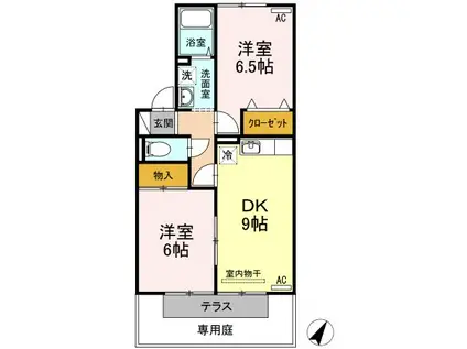 コンフォート III棟(2DK/1階)の間取り写真