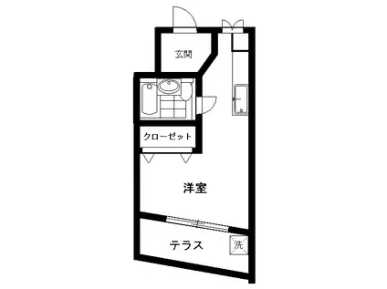 フラット英(1K/3階)の間取り写真