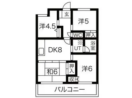 グレースERI(4DK/4階)の間取り写真