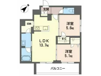 シャーメゾンGRANDE須磨離宮(2LDK/2階)の間取り写真