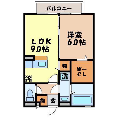 ルミナーレ栄田(1LDK/1階)の間取り写真