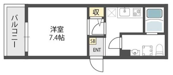 ヴィレッタ武庫之荘(1K/3階)の間取り写真