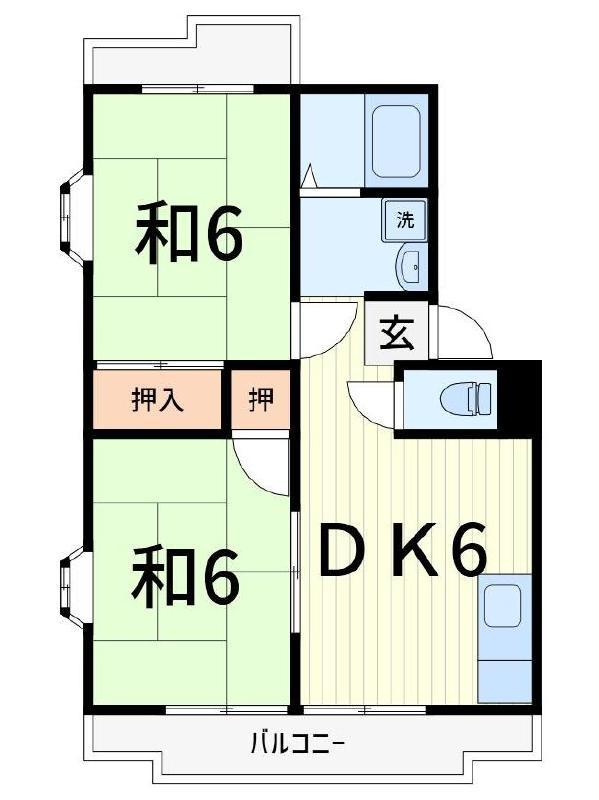 ターナハイムB(2DK/2階)の間取り写真