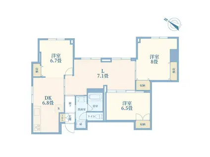 美竹コート(3LDK/7階)の間取り写真