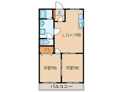 いずみハイツ(2LDK/2階)の間取り写真