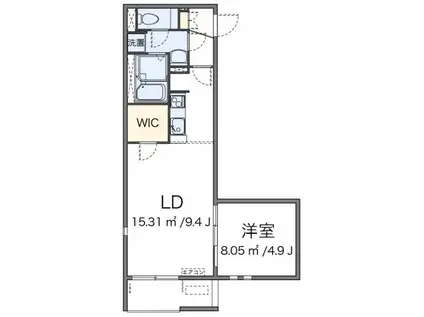 ミランダ二反田(1LDK/2階)の間取り写真