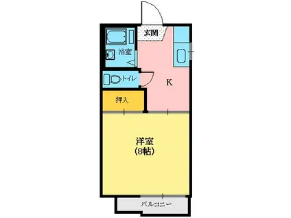 NSハイツ(1K/2階)の間取り写真