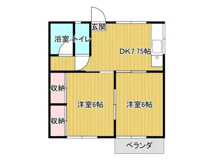 ハイツみゆきA(2DK/2階)の間取り写真