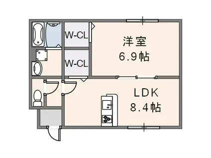 ソシア25(1LDK/1階)の間取り写真