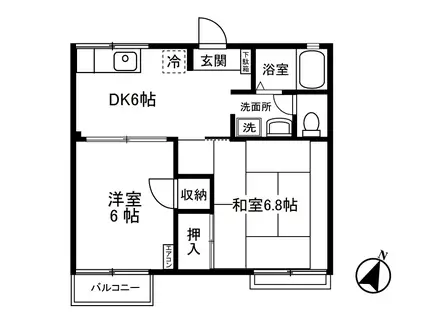 渚ハイツII(2DK/2階)の間取り写真