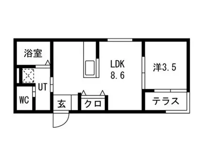 スターブル野並(1LDK/1階)の間取り写真