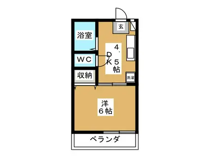 アイビーハイツC棟(1K/1階)の間取り写真