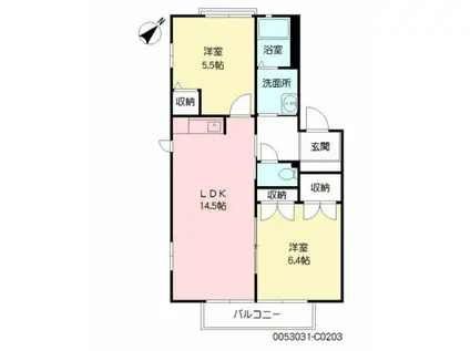ヴァンヴェール C棟(2LDK/2階)の間取り写真