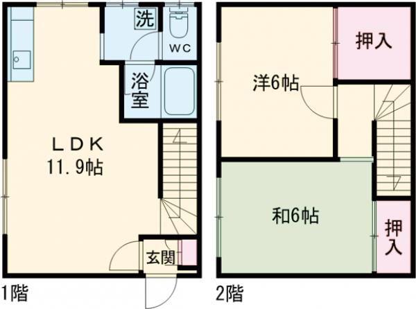コーポ第一ダックス(2LDK/1階)の間取り写真