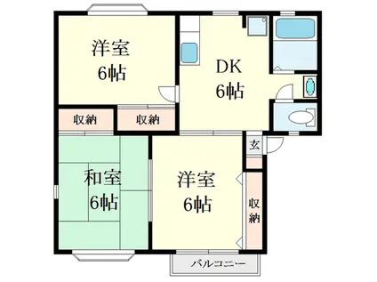 ヒルトップ白山C棟(3DK/2階)の間取り写真