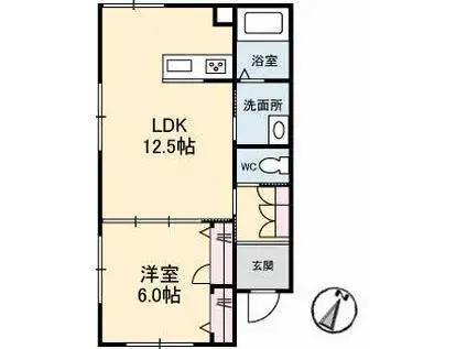 ベレオ牛田(1LDK/1階)の間取り写真