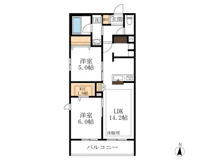 プレミアメゾン(2LDK/3階)の間取り写真