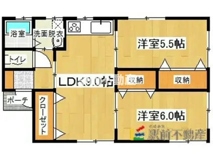 ハイツ橘(2LDK/1階)の間取り写真