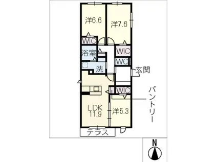 YOKOI HOUSE XI(3LDK/1階)の間取り写真