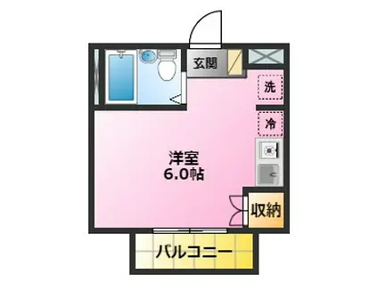アヴェニュー元住(ワンルーム/2階)の間取り写真