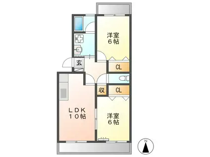 サニーフラワー(2LDK/3階)の間取り写真
