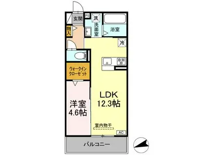 D-HILLS佐藤III(1LDK/3階)の間取り写真
