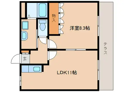 メゾンド・ソレイユ・シュッド(1LDK/1階)の間取り写真